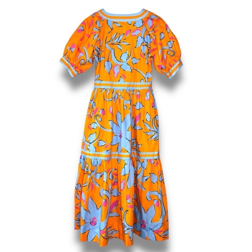 Gretchen Scott Orange Blue Pink‎ Viviers Full Bloom Floral Print Midi Dress XXS - Picture 10 of 12